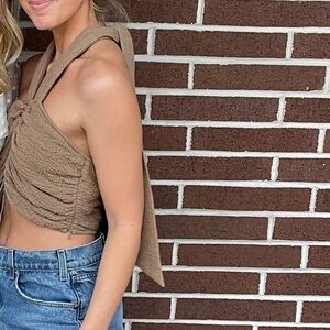 REVOLVE chocolate tie top